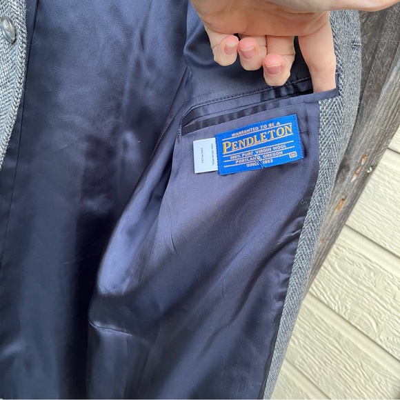 Pendleton Men’s 100% Virgin Wool Gray & Black Tweed Blazer Sz M - Picture 11 of 16